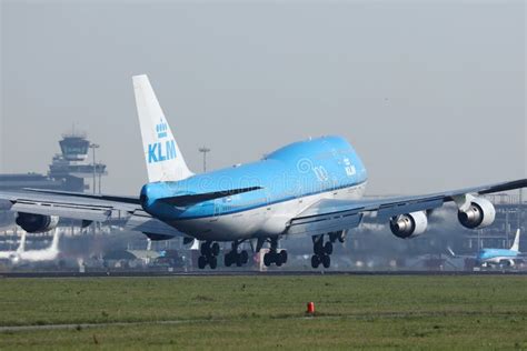 Klm Cargo Boeing B747 Plane Landing On Amsterdam Schiphol Airport Ams