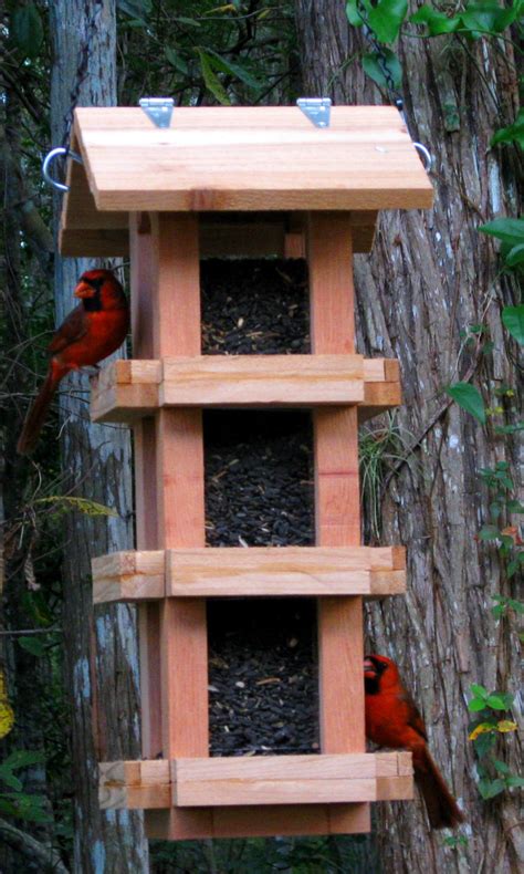 Decorative Cedar Wood Cardinal Bird Feeder Handmade In The Usa Bird