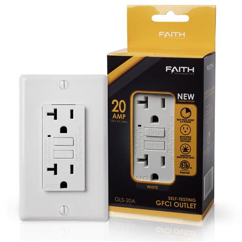 Faith 20a Gfci Outlet Slim Gfi Receptacle With Wall Plate White