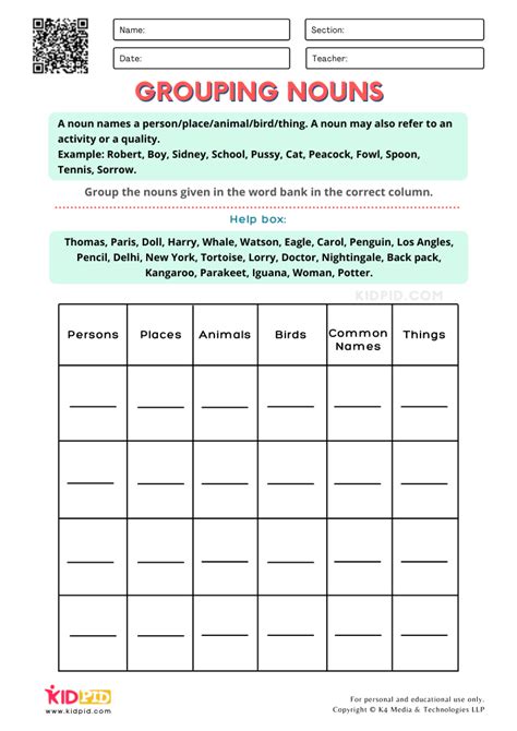 Grouping Nouns Printable Worksheets For Grade 2 Kidpid