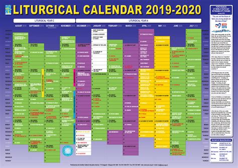 Perfect for those who like to display liturgical colors in their home on a family home altar or feast table. Catch 2020 Catholic Liturgical Calendar Printable ...