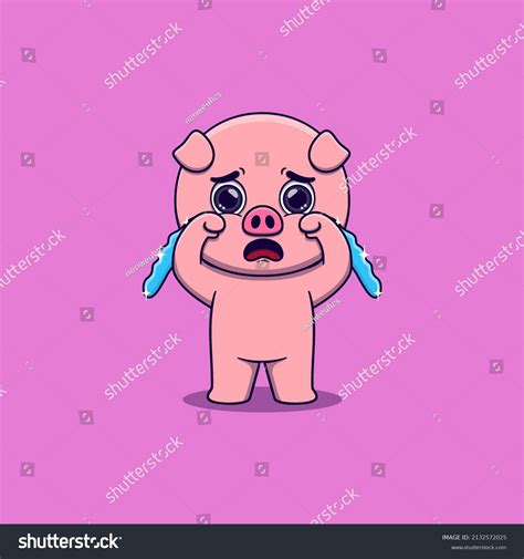 Cute Pig Crying Tears Stock Vector Royalty Free 2132572025 Shutterstock
