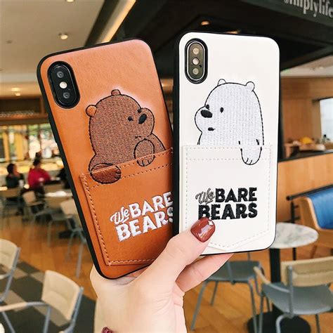 Casing Iphone Xs Max Xr Xs X 7 8plus With Card Pocket Leather Cartoon