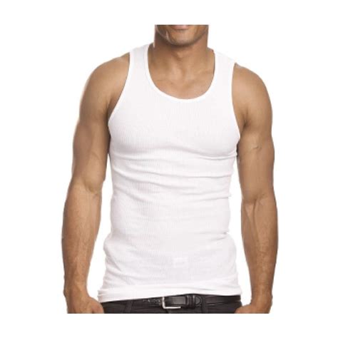 3x Mens A Shirt 100 Cotton Ribbed Tank Top Undershirt Slim Muscle Tee White L Gym Tank Tops