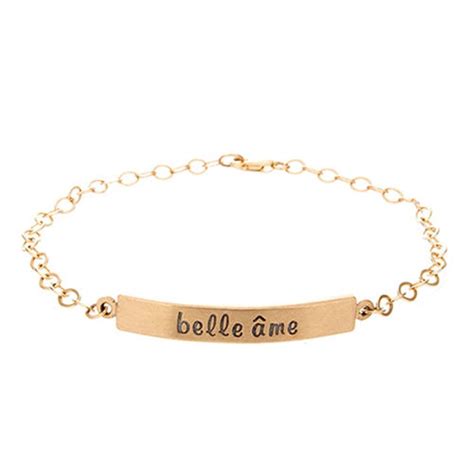 14k Gold Belle Ame Nameplate Bracelet Design Your Own Custom Made Jewelry