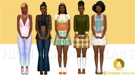 📚base•game•plus•high•school• Years•lookbook🎓 Sims 4 Clothing Sims 4