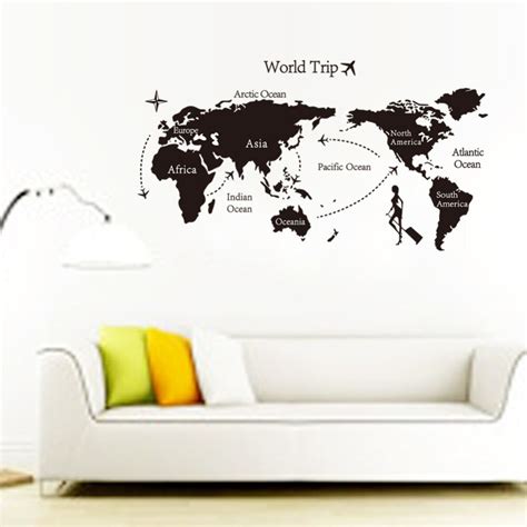 New Creative World Trip Map Wall Sticker Diy Home Decoration Stickers