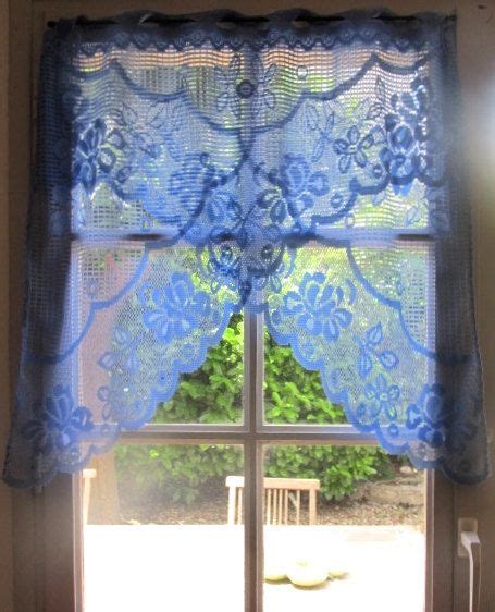 Blue Curtains Lace Curtains Pair French Window By Hatchedinfrance White