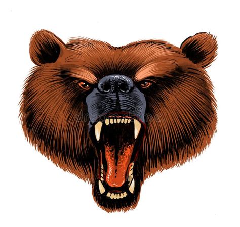 Roaring Grizzly Bear Logo Monochrome Design Style Stock Vector Illustration Of Wildlife Polar