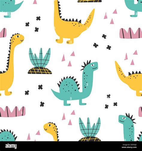 Diseño De Dinosaurio Lindo Dibujo A Mano De Dinosaurio Infantil Sin