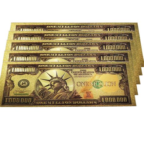 Buy Gold Foil 1 Million Dollar Bill Bookmark 3 Pack Colored Gold Banknote Us Dollar Bill Note