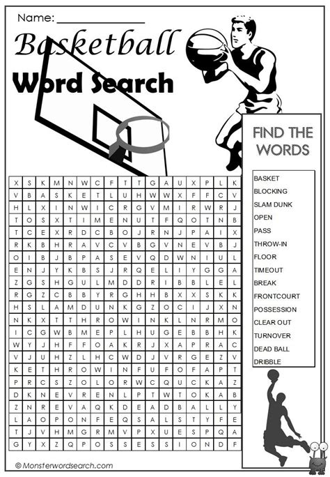 Cool Basketball Word Search Word Find Free Printable