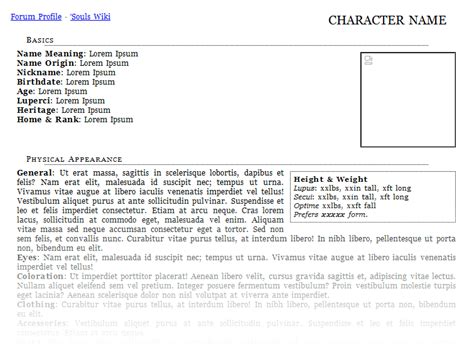 Free Roleplay Character Sheet Templates Forum Roleplay