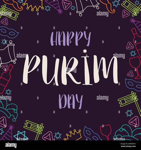 Happy Purim Day Greeting Card Vector Illustration Stock Vector Image