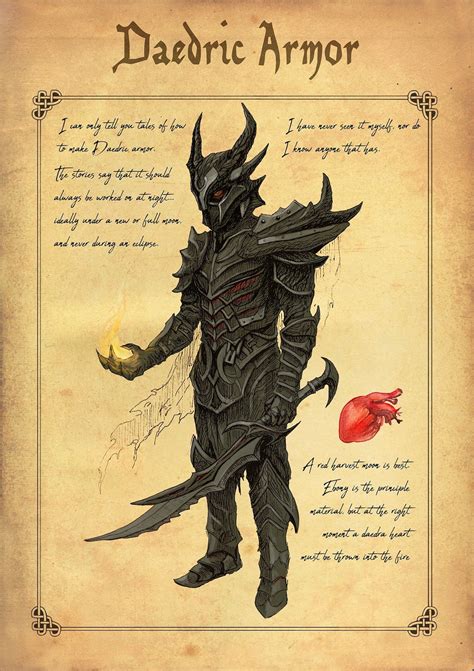 Elder Scrolls Skyrim Daedric Armor Sketch Signed Art Print Etsy