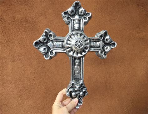See more ideas about cross wall decor, wall crosses, wooden crosses. Large Mexican Wall Cross Pewter Metal Cross Wall Hanging Spanish Decor, Rustic Patio Decor
