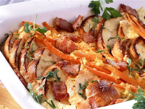 Bread Gratin With Carrots And Bacon Recipe Eat Smarter Usa
