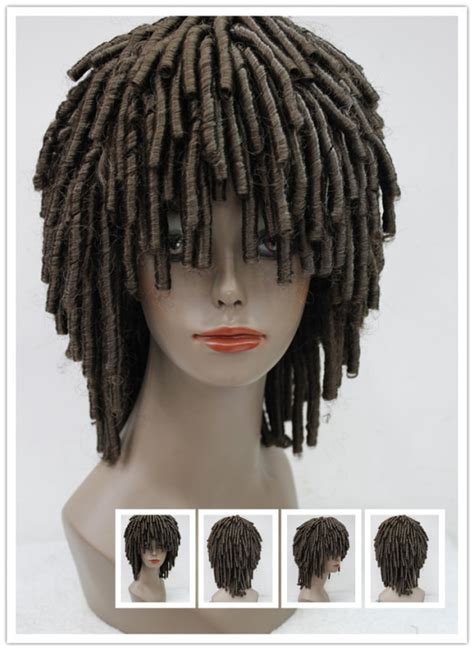 Short Black Brown Dreadlock Wigs African American Corkscrew Curls Wig