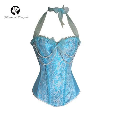 Sexy Corset Pink Blue Steampunk Corselet Women Corsets And Bustiers Body Lace Up Sexy Lingerie