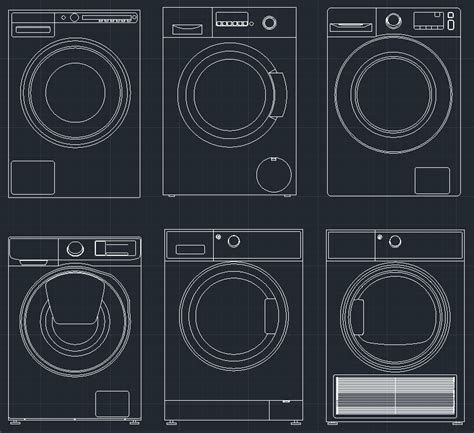 Washing Machines Free Cad Block And Autocad Drawing