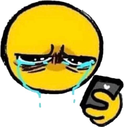 crying cursed emoji looking at phone blank template imgflip