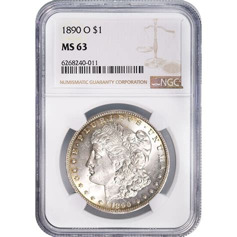 Certified Morgan Silver Dollar 1890 O Ms63 Ngc Golden Eagle Coins