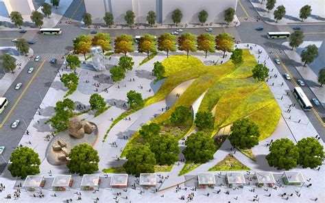 Rolling green 'ribbons' proposed for new urban park in downtown LA