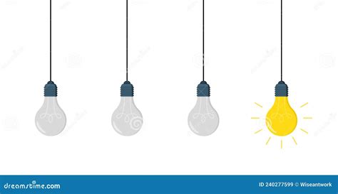 Lightbulbs In Row Light Bulb Of Electricity Concept Of Idea And