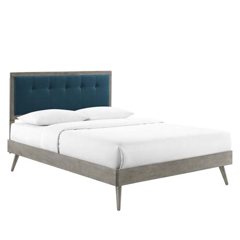 Willow Full Wood Platform Bed With Splayed Legs Gray Azure By Modway