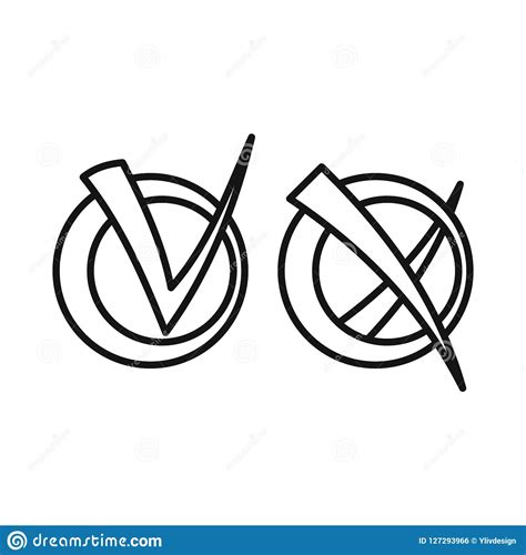 Yes No Check Marks Icon Outline Style Stock Illustration