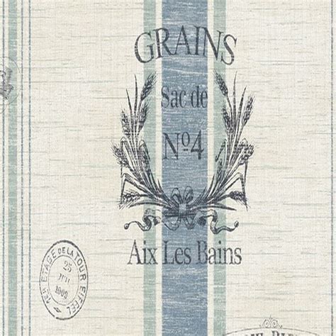 Wallpaper French Country Faux Wheat Grain Sacks With Blue And Green