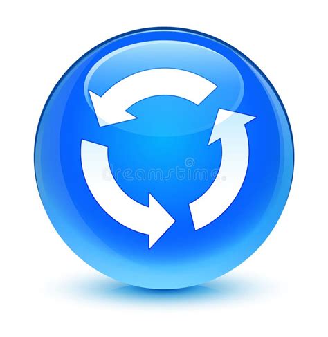 Refresh Icon Glassy Cyan Blue Round Button Stock Illustration