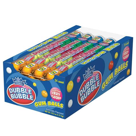 Dubble Bubble Gumballs 24 Pack Of 12 Gumball Tubes In Assorted Fruit