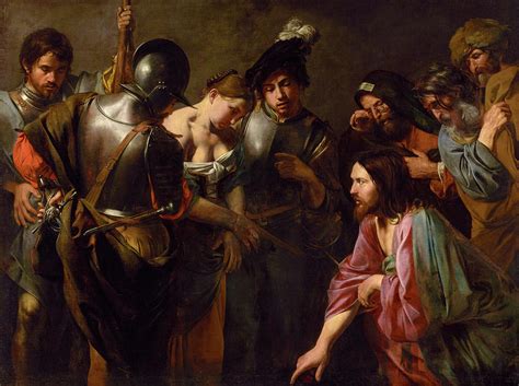 Christ And The Adulteress 1620 Painting By Valentin De Boulogne Pixels