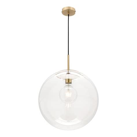 Single Clear Glass Sphere Pendant Light Ideal For Use Over Kitchen