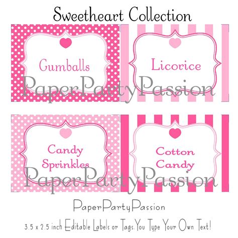 Quickly create label of any size and highlight your brand or product. Candy Buffet Printable Party Editable Labels by ...