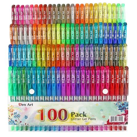 100 Colors Neon Glitter Gel Pen Set 30 More Ink Coloring Pens Craft