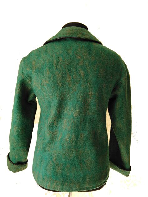 Dark Green Wool Jacketgreen Felt Jacketwool Handmade Jacket Etsy
