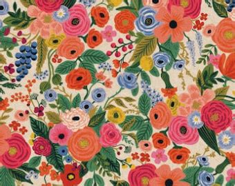 Rifle Paper Co Wildwood Collection Garden Party Canvas In Pink Etsy