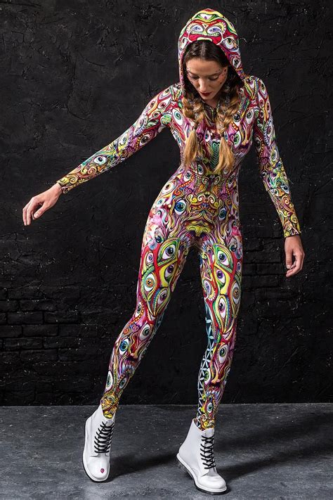 Burning Man Bodysuit Rave Bodysuit Psychedelic Clothing Etsy Rave