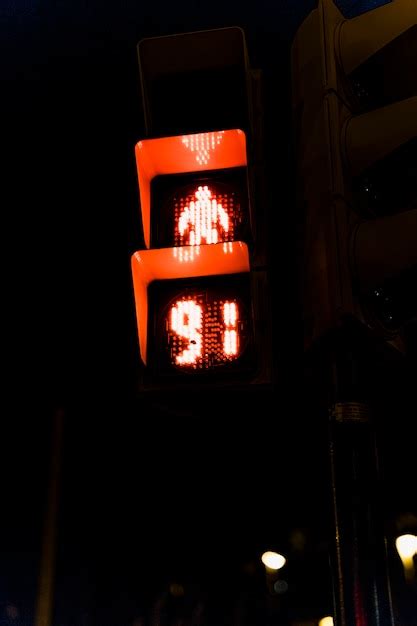 Free Photo Close Up Of Red Traffic Light At Night
