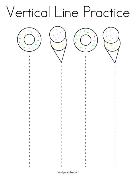 Vertical Line Practice Coloring Page Twisty Noodle