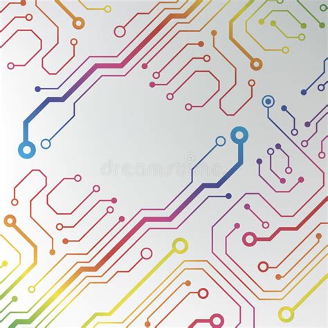 Abstract Colorful Circuit Board Background Circuit Lined Pattern