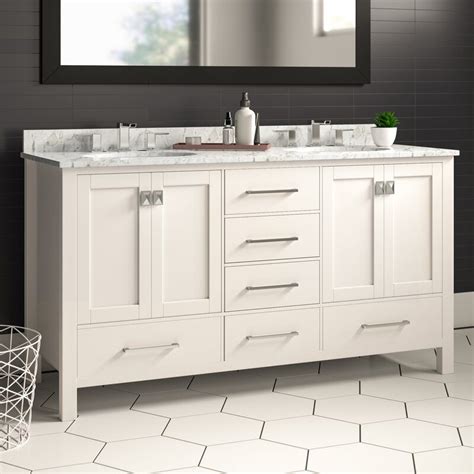 Set your double vanity out from the wall a little bit and add some hidden storage behind your mirrors. Newtown 60" Double Bathroom Vanity Set | Vanity, Single ...