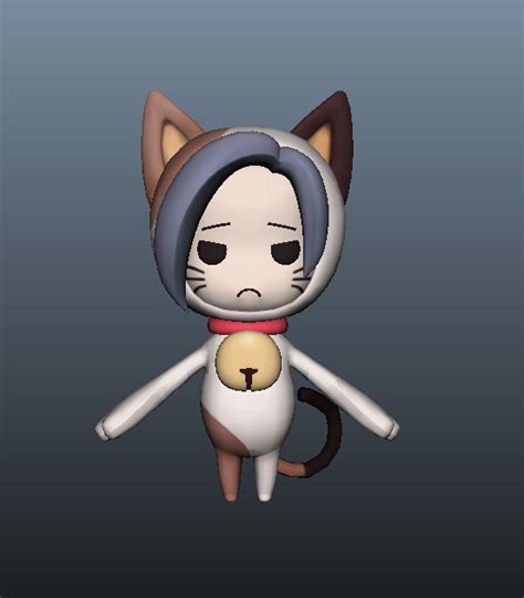 Cat Girl Anime Character 3d Model Maya Files Free Download Modeling