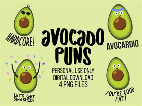 Avocado Puns Digital Printable For Personal Use Planner Etsy