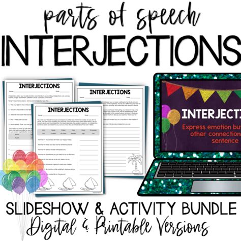 Interjections Parts Of Speech Unit Slides Worksheets And More
