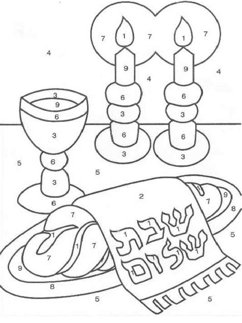 Shabbat Candles Coloring Page Sketch Coloring Page