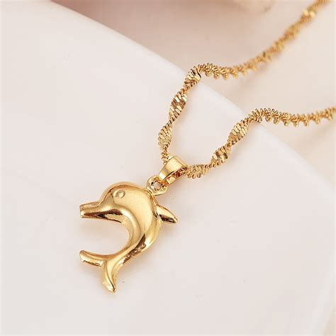 Gold Small Cute Dolphin Necklace Trendy Women Jewelry Charm Pendant
