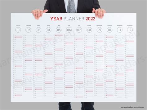 2024 Year Planner Wall Horizontal Yearly Printable Annual Planner